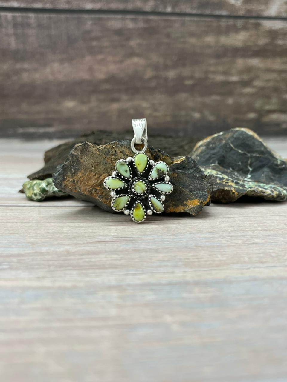 Handmade Sterling Silver Palomino Turquoise Pendant " Signed Nizhoni"