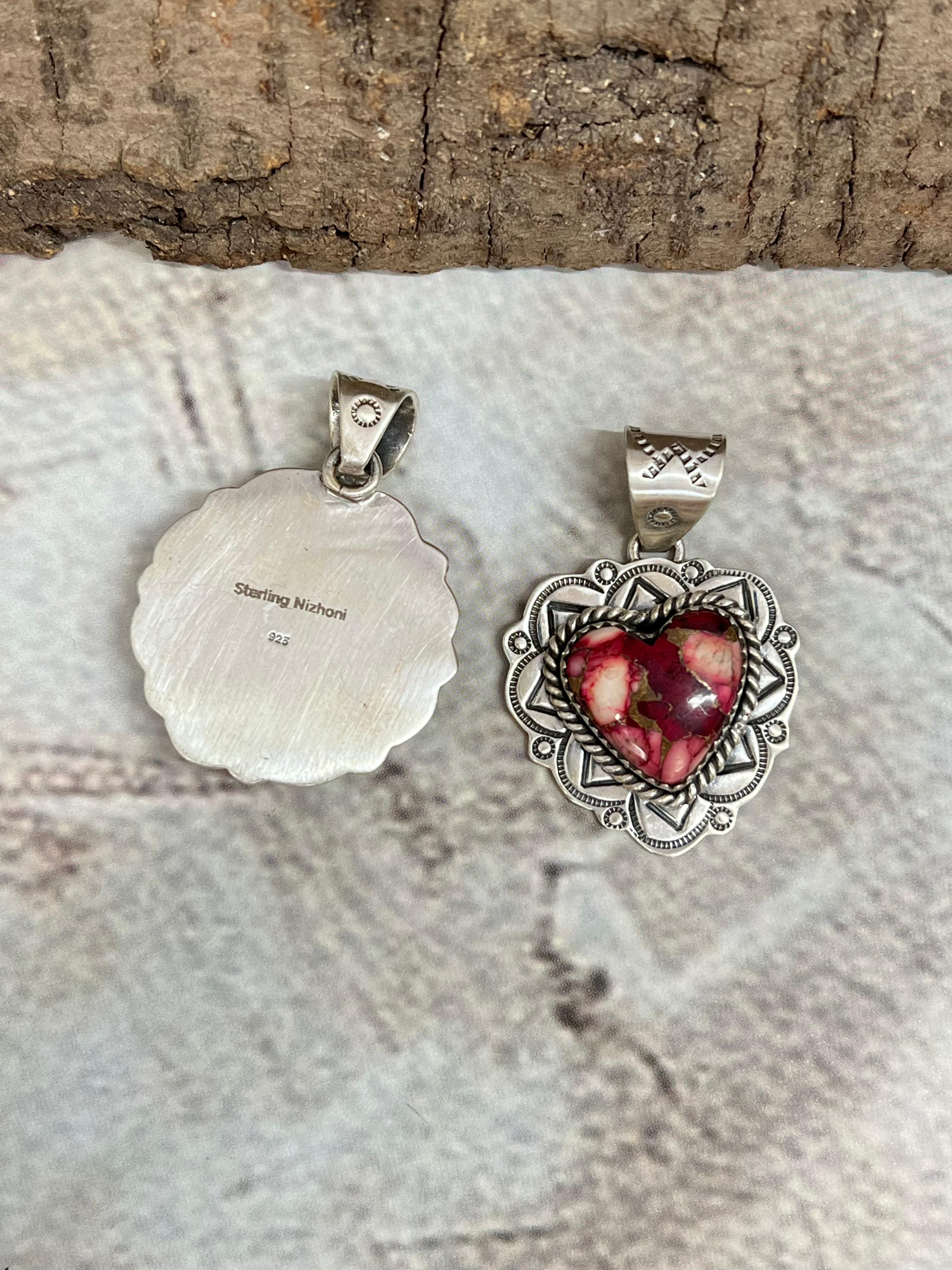 Handmade Sterling Silver Dahlia Rose Pendant with Signed Nizhoni