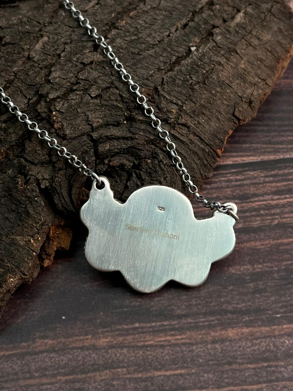Handmade Sterling Silver Santa Maria with Palomino Turquoise Necklace "Signed Nizhoni"