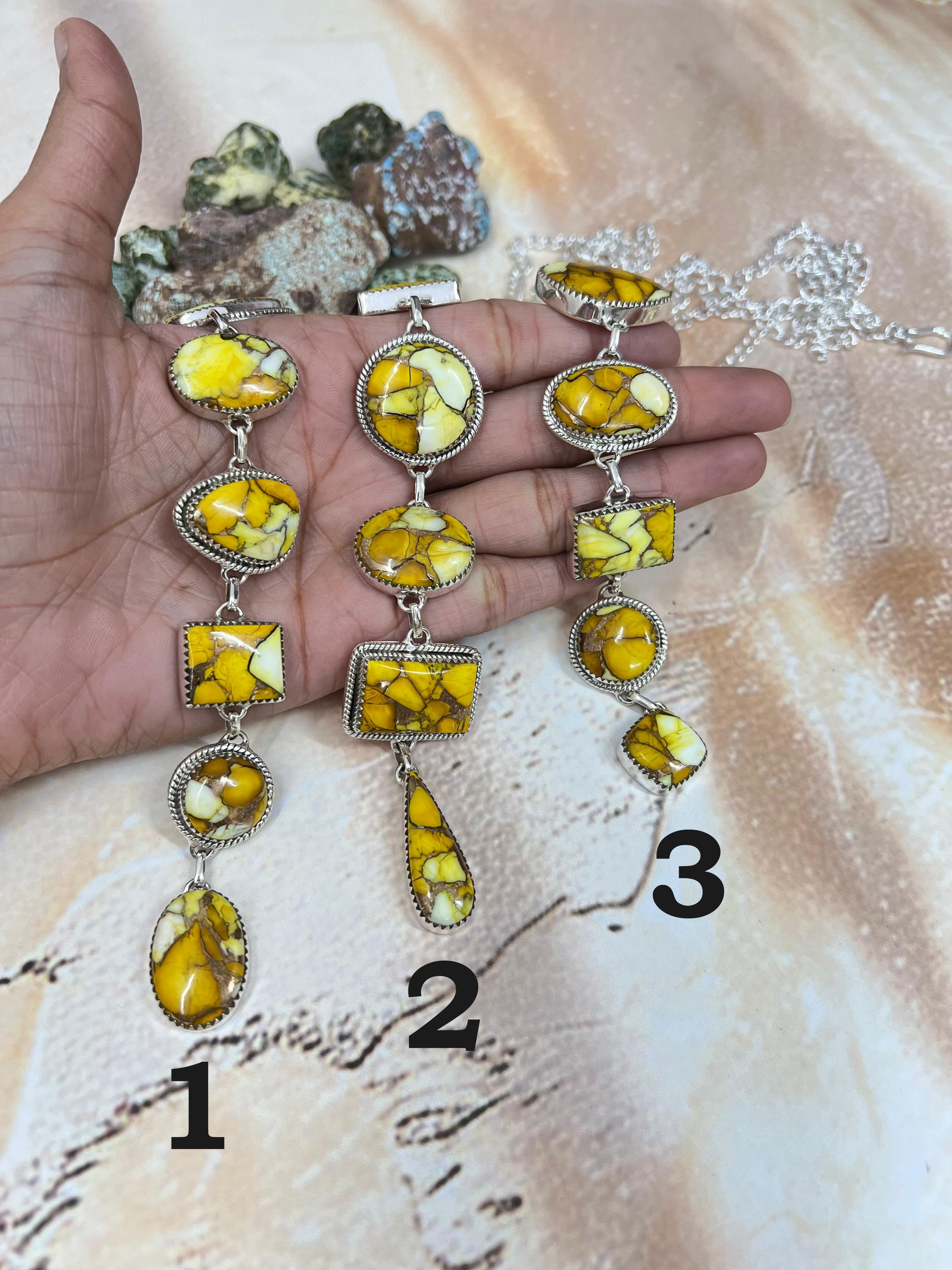 Handmade Sterling Silver Honey Dahlia Necklace with Signed Nizhoni