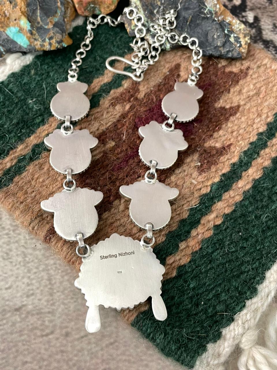 Handmade Sterling Silver Turquoise and MOP Necklace "Signed Nizhoni"