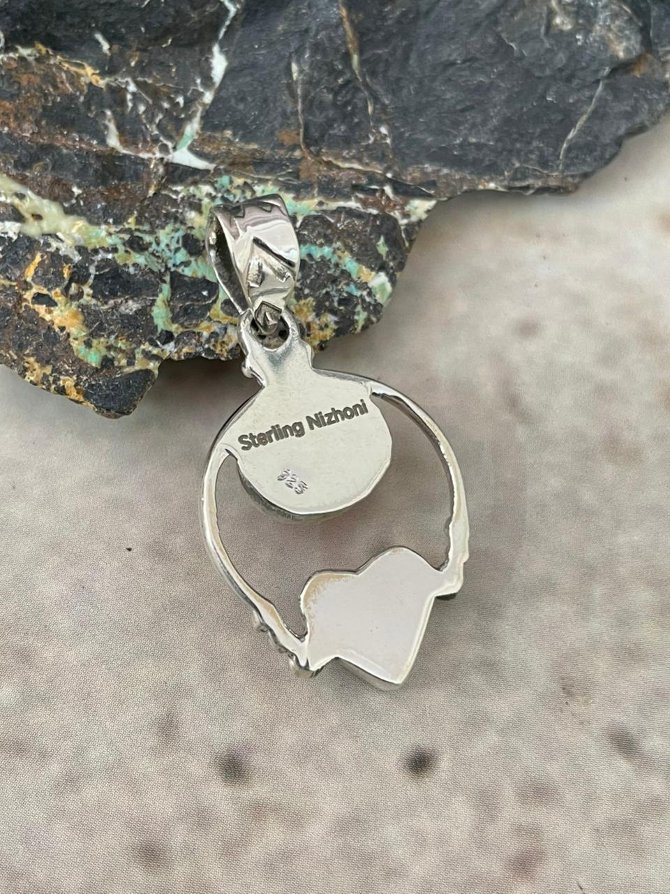 "Heart Collection" Handmade Sterling Silver Hot Pink Pendant "Signed Nizhoni"