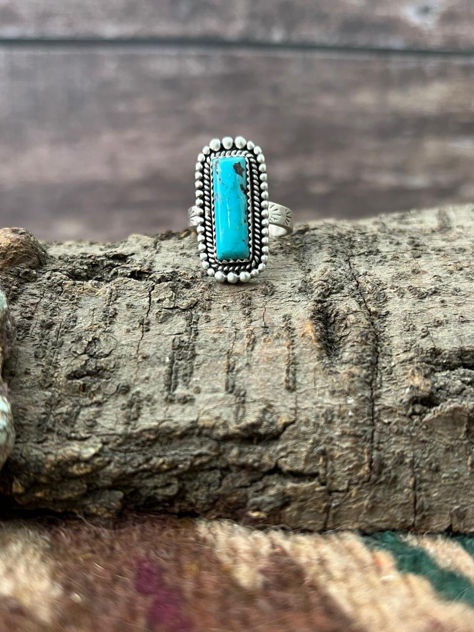 Handmade Sterling Silver Arizona Blue Turquoise Adjustable Ring 