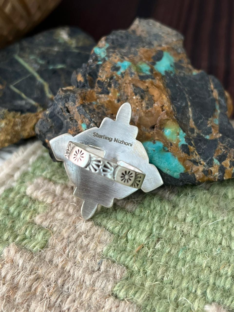 Handmade Sterling Silver Cotton Candy with Paloma Adjustable Ring "Signed Nizhoni"