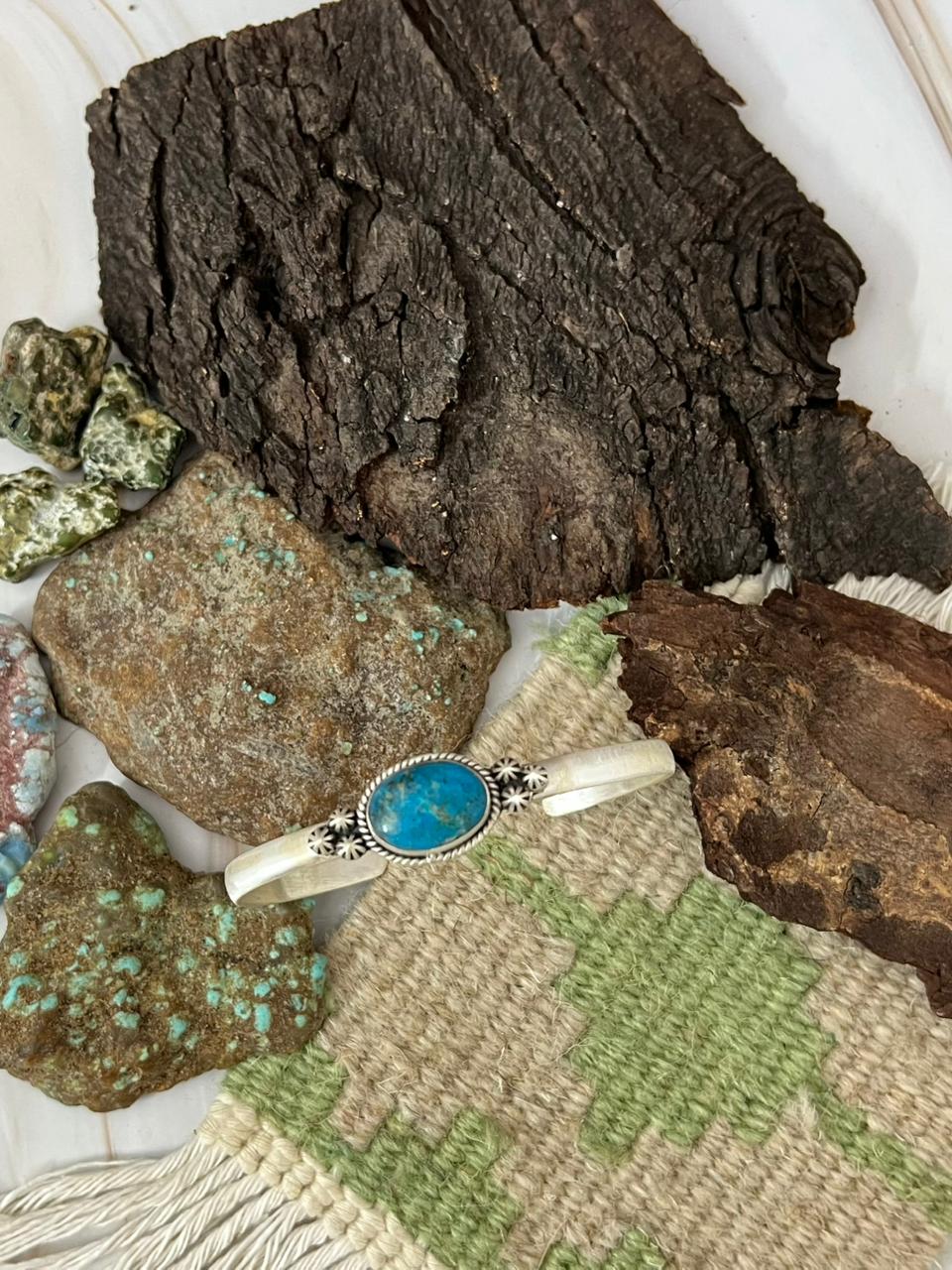 Handmade Sterling Silver Arizona Turquoise Bracelet "Signed Nizhoni"