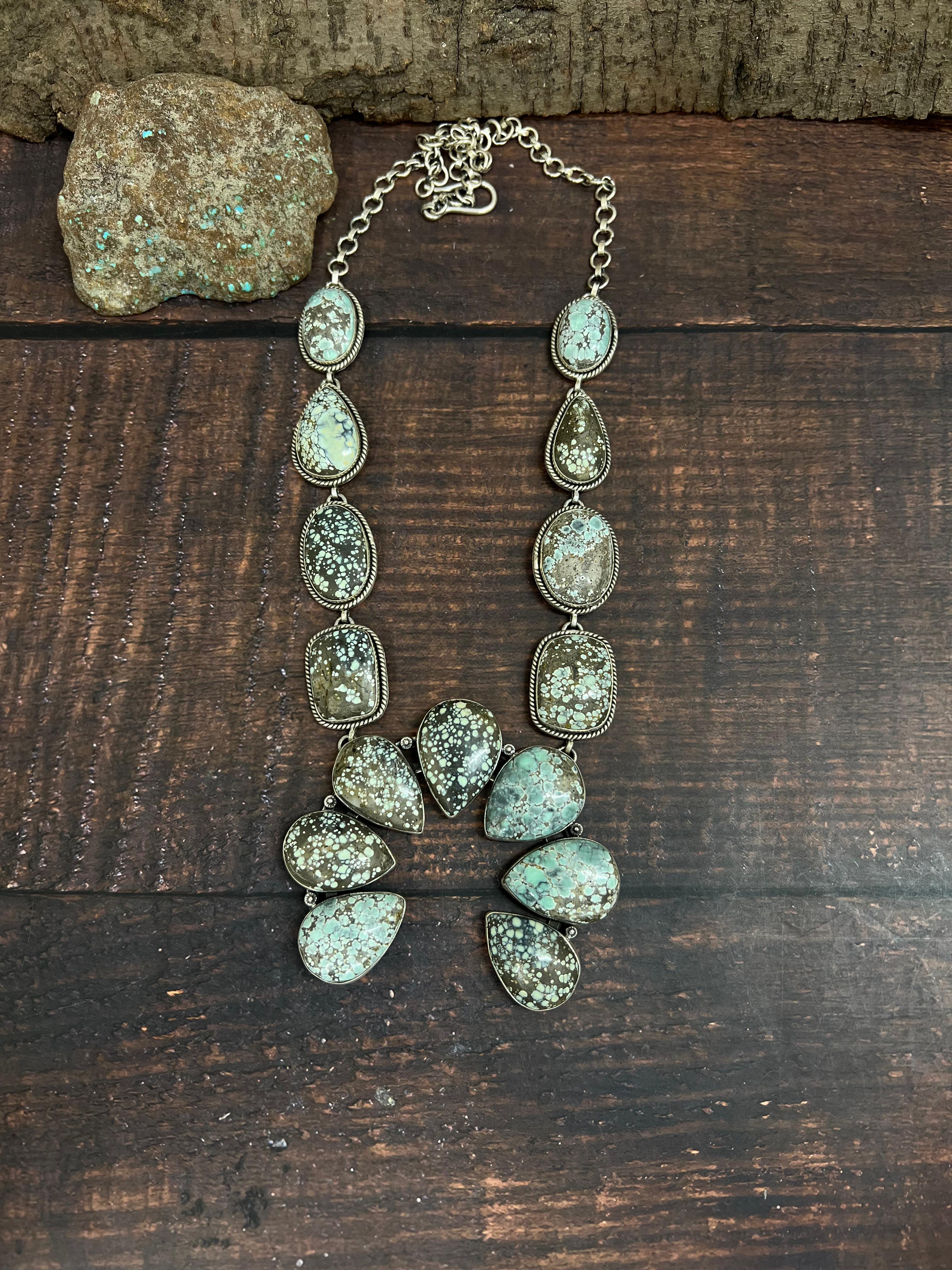 Handmade Sterling Silver Starfox Variscite Necklace Signed Nizhoni