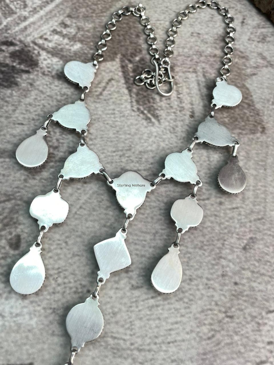 Handmade Sterling Silver Arizona Blue Turquoise Necklace "Signed Nizhoni"