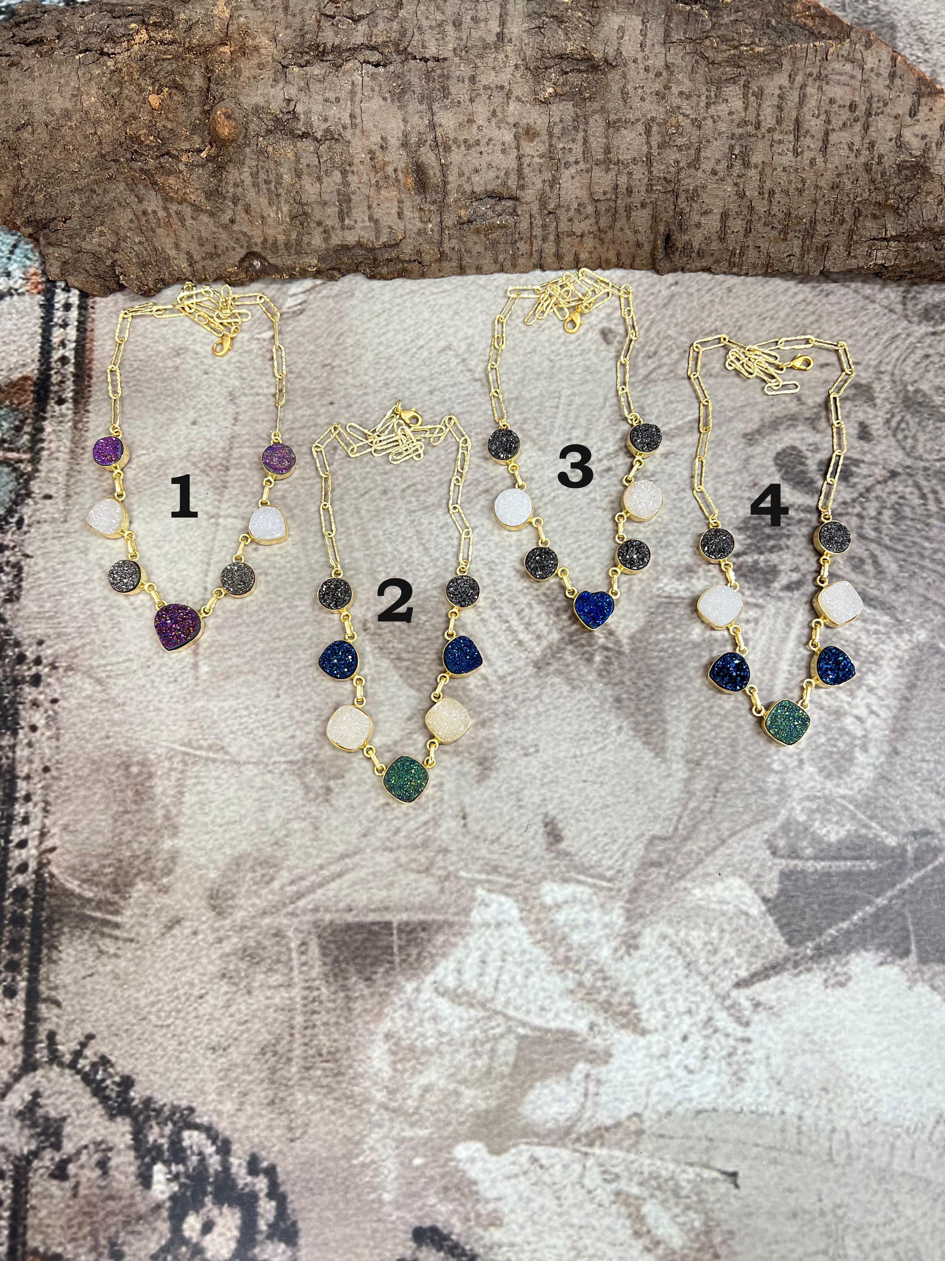 “The Boho Collection” Handmade Natural Druzy Necklace