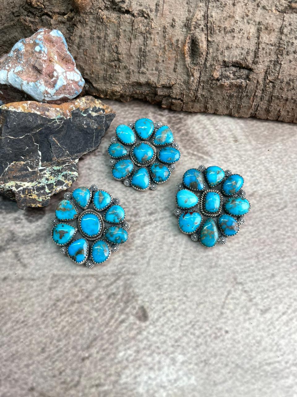 Handmade Sterling Silver Arizona Blue Turquoise Purse Key Clip "Signed Nizhoni"