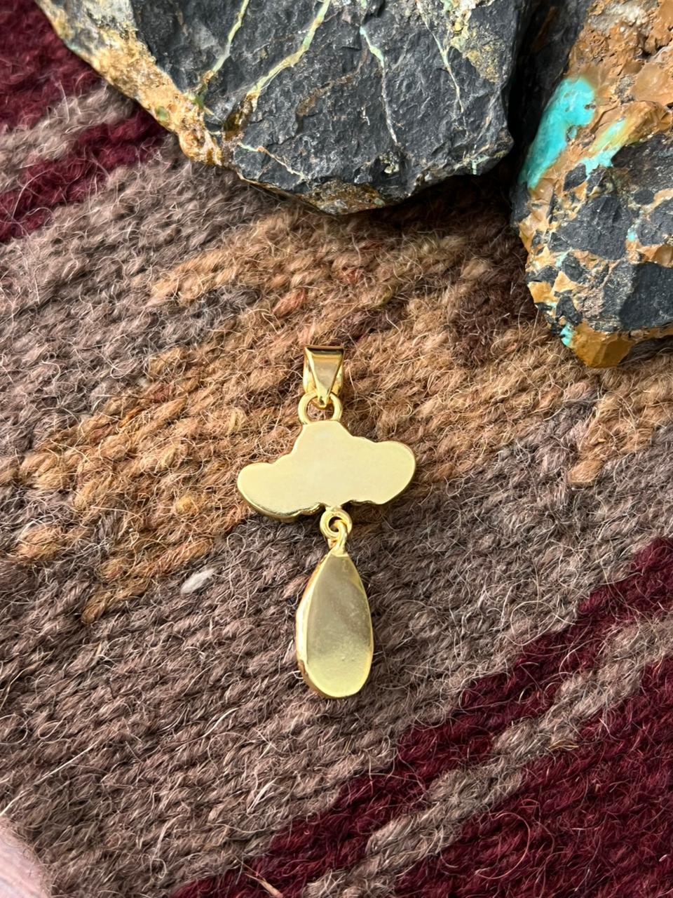 “The Golden Collection” Handmade Gold-Palted Golden Hills Turquoise Pendant