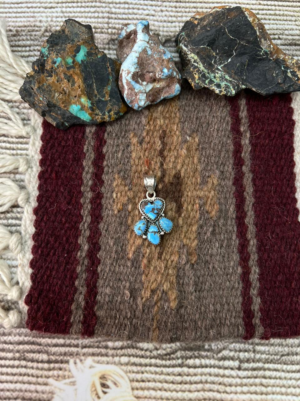 Handmade Sterling Silver Golden Hills Turquoise Pendant "Signed Nizhoni"