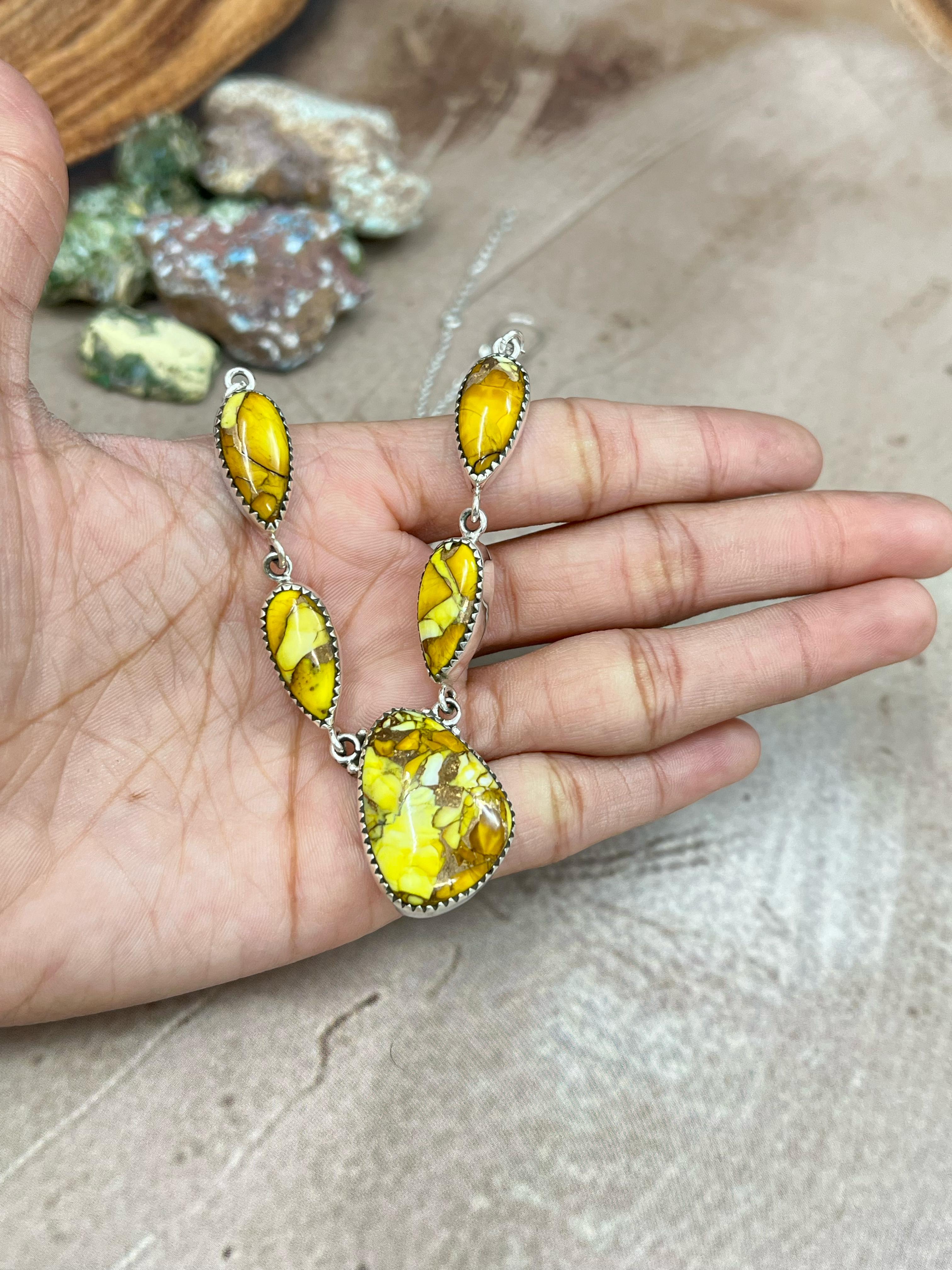 Handmade Sterling Silver Honey Dahlia Necklace with Signed Nizhoni (4)