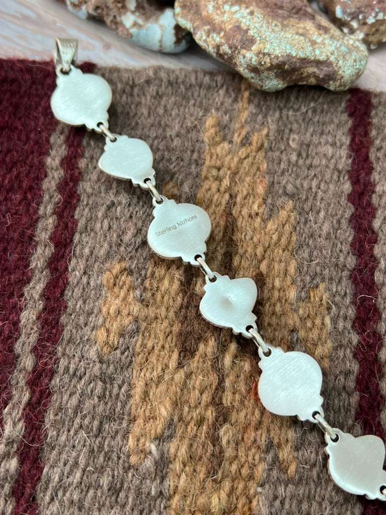 Handmade Sterling Silver Apple Coral and Palomino Pendant "Signed Nizhoni"