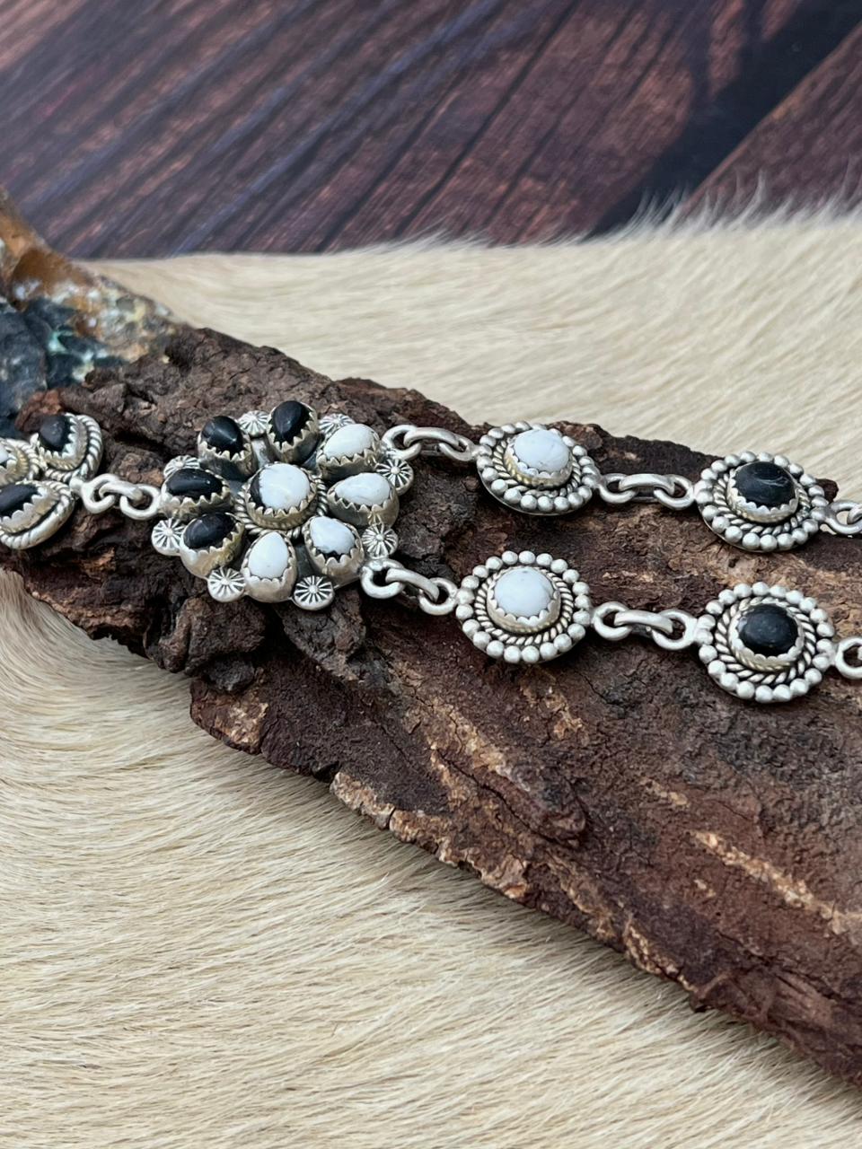 Handmade Sterling Silver White Buffalo Necklace "Signed Nizhoni"