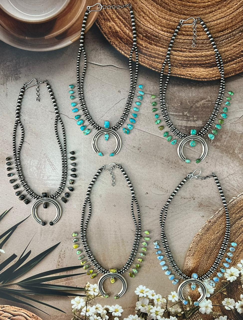 Handmade Sterling Silver Multi Stone Naja Beaded Necklace "Signed Nizhoni"