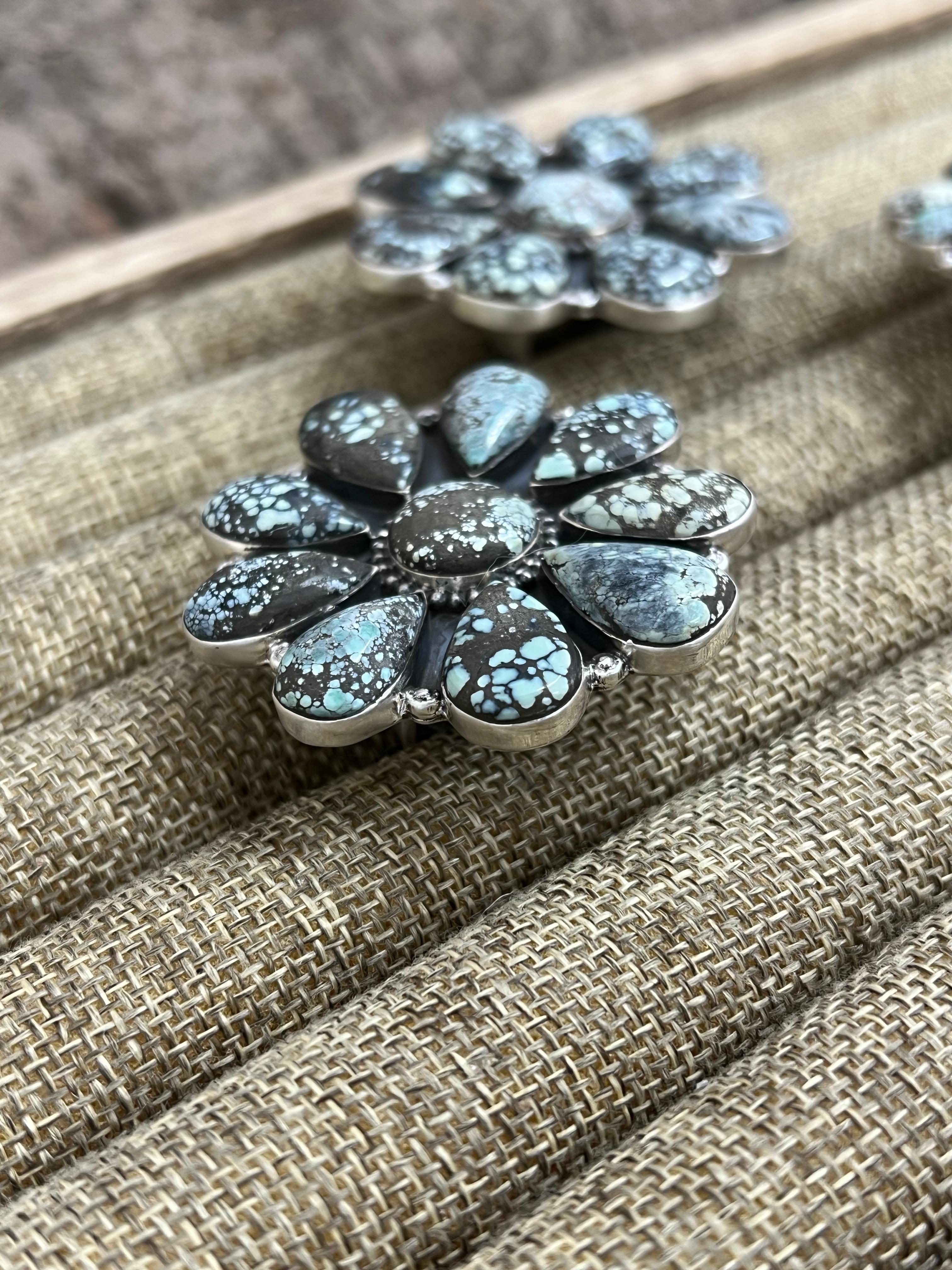 Handmade Sterling Silver Starfox Variscite Adjustable Ring Signed Nizhoni