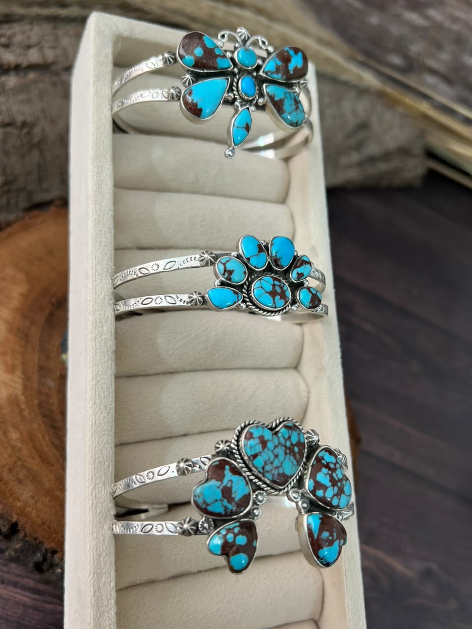 Handmade Sterling Silver Egyptian Turquoise Collection: Cuff Bracelet Signed Nizhoni