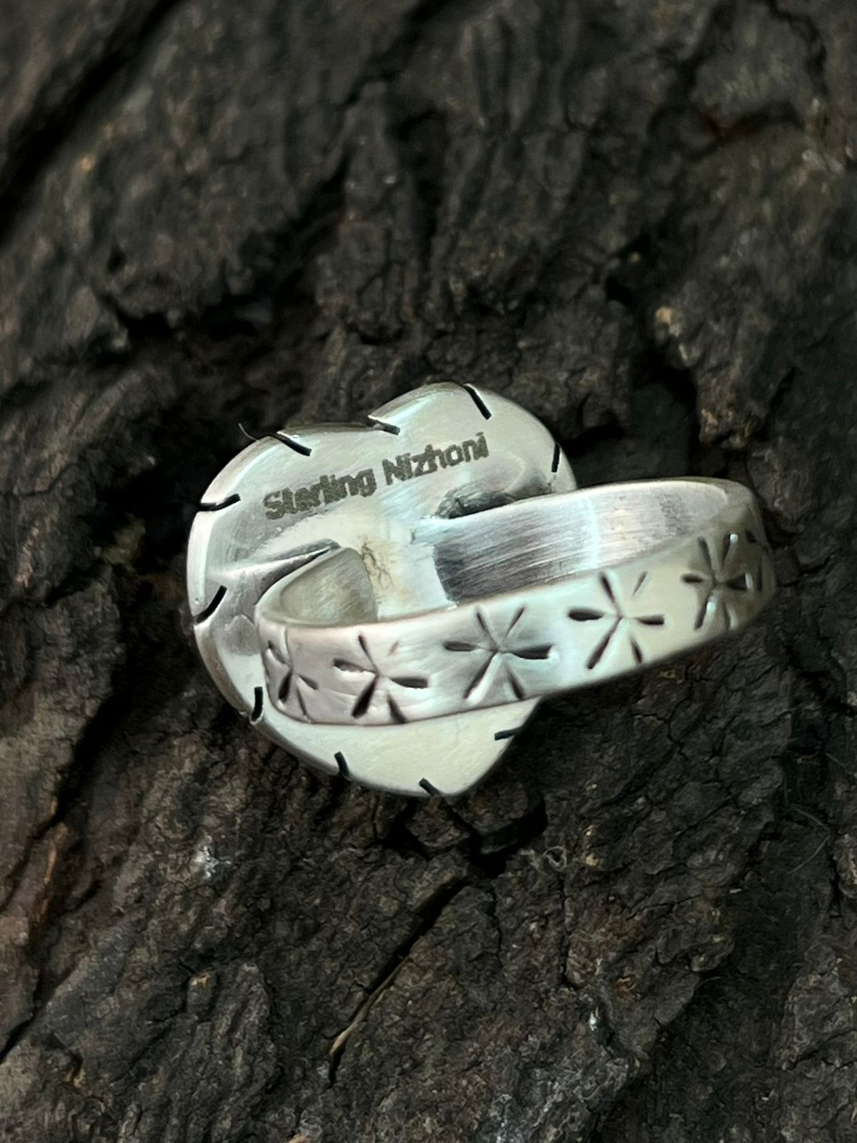 Handmade Sterling Silver Cotton Candy Heart Shape Adjustable Ring "Signed Nizhoni"