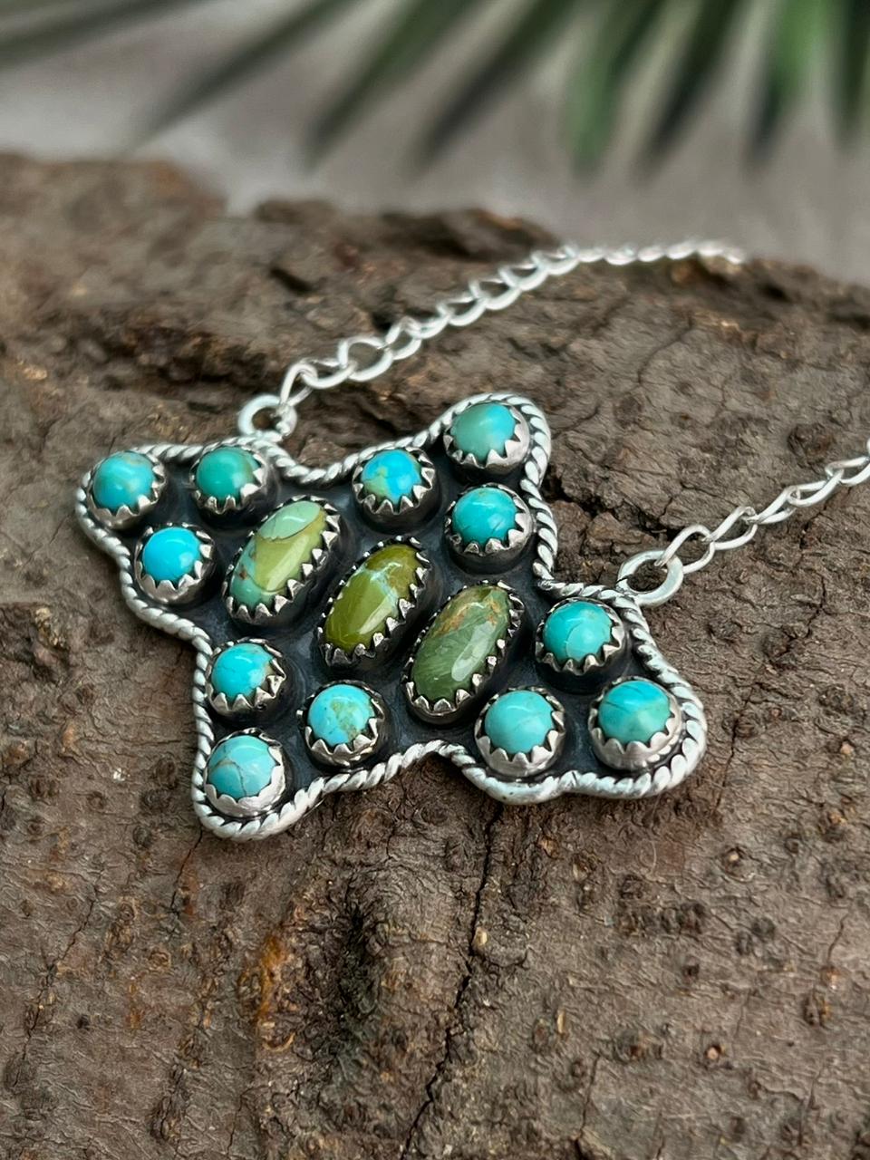 Handmade Sterling Silver Kingman Turquoise Necklace "Signed Nizhoni"