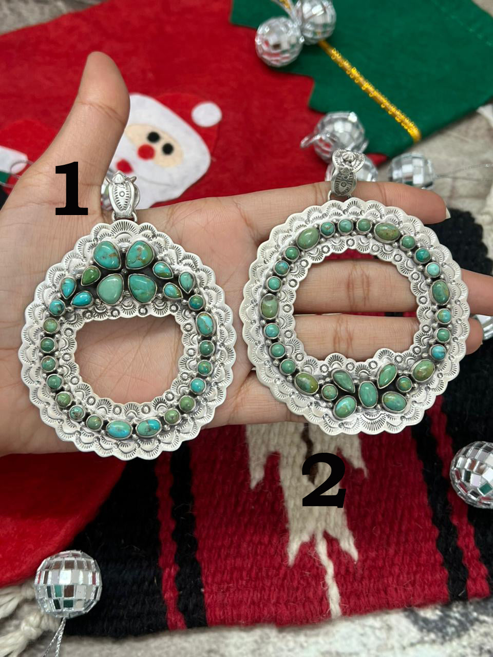 "Christmas Collection" Handmade Sterling Silver Kingman Turquoise Pendant " Signed Nizhoni"