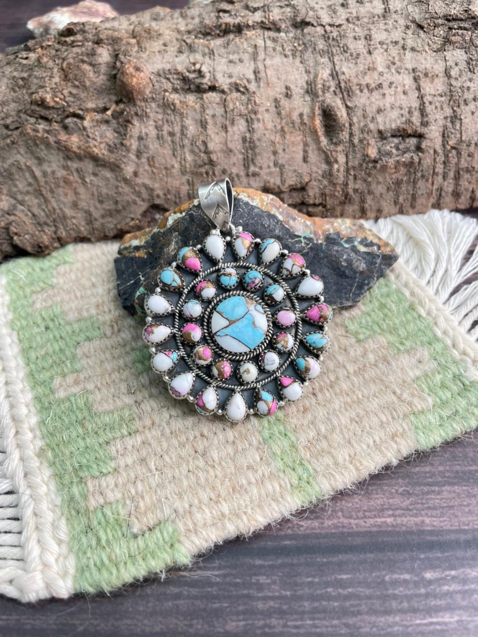 Handmade Sterling Silver Cotton Candy Pendant "Signed Nizhoni"