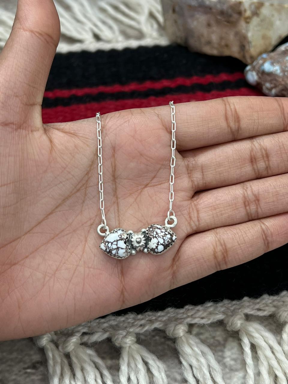 Handmade Sterling Silver Wild Horse Magnesite Necklace "Signed Nizhoni"