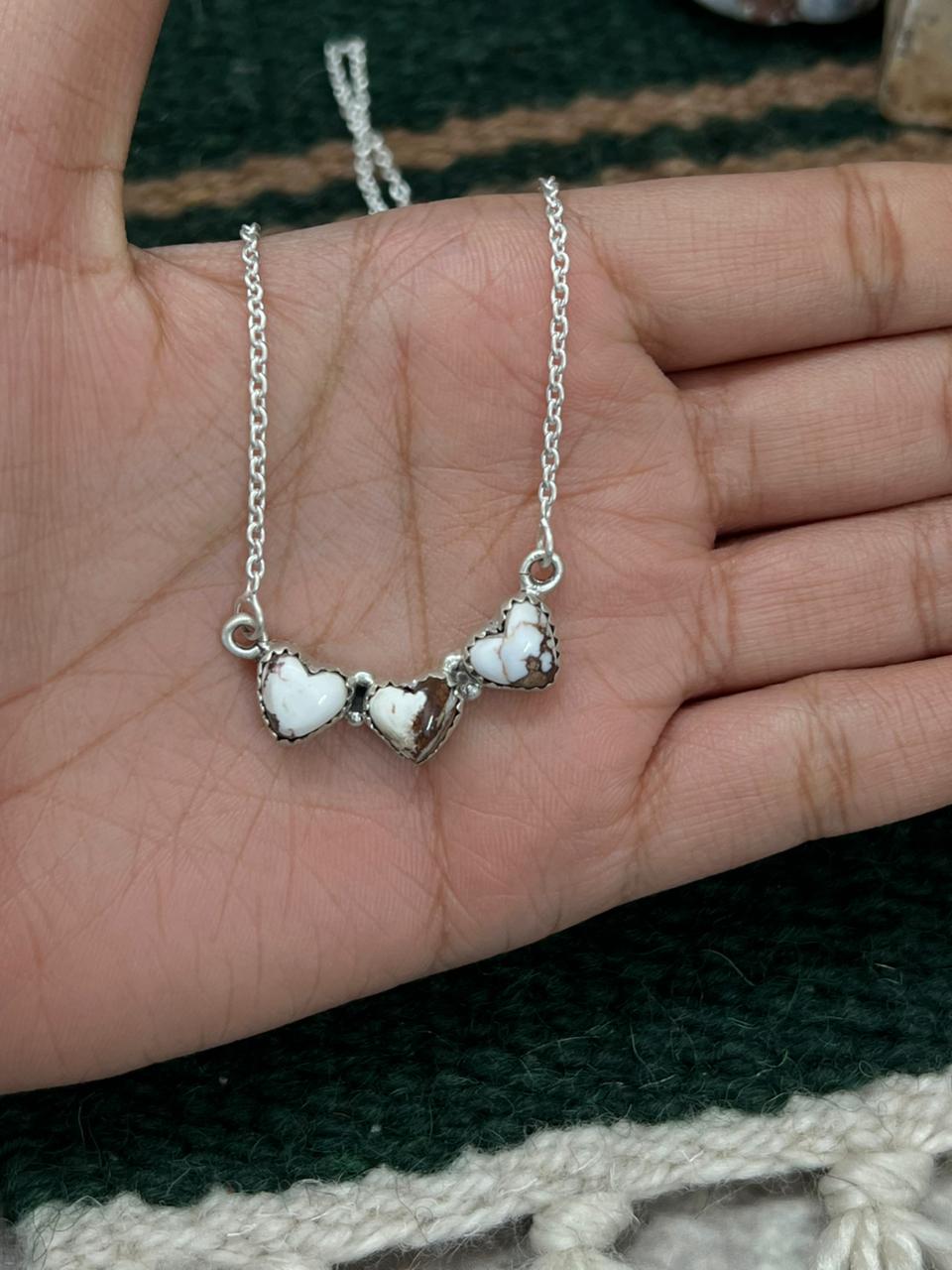 Handmade Sterling Silver Wild Horse Magnesite Necklace "Signed Nizhoni"