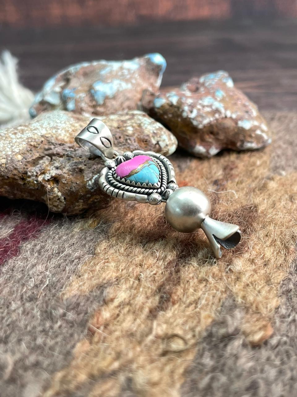 Handmade Sterling Silver Cotton Candy Pendant "Signed Nizhoni"