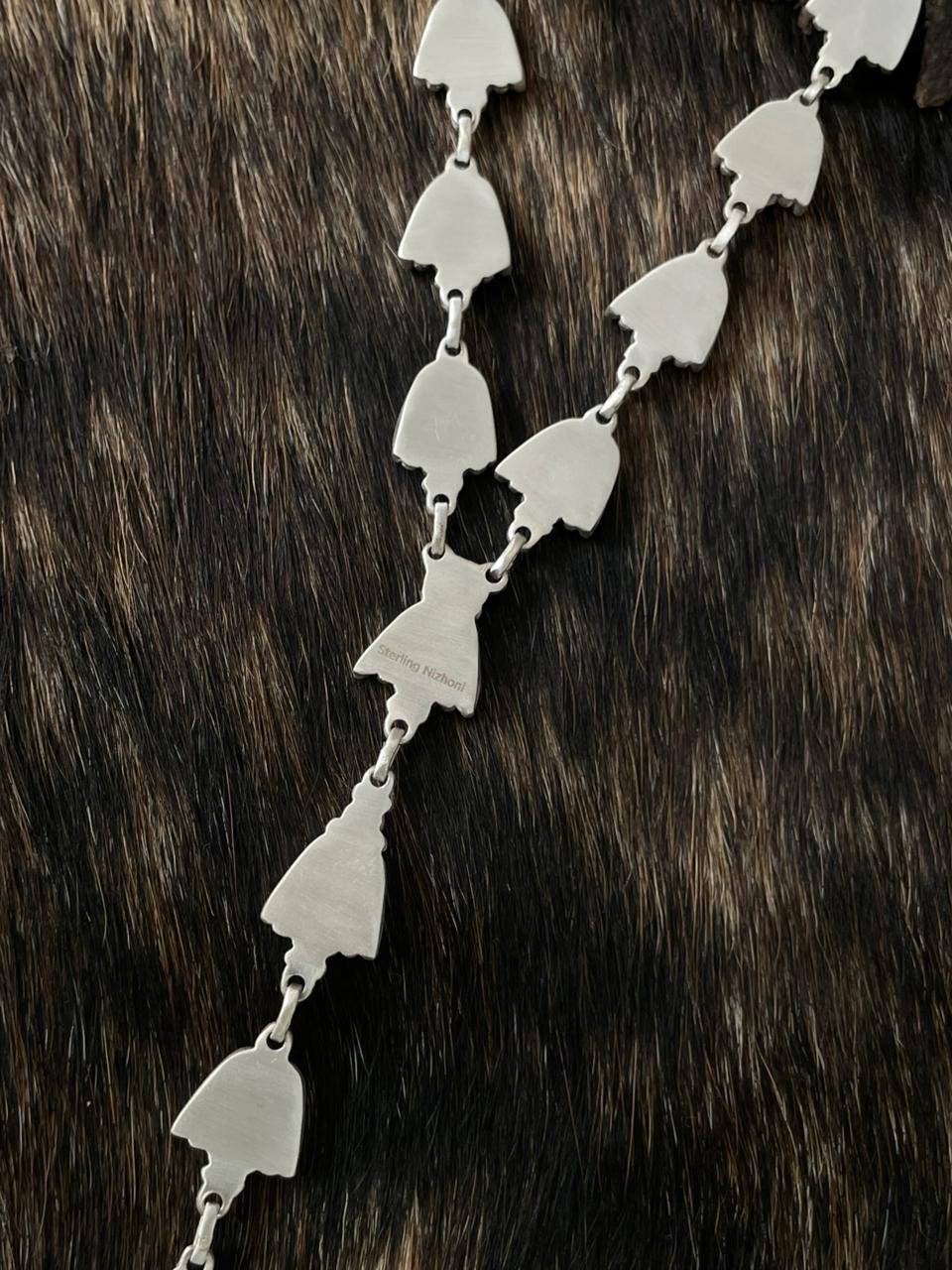 Handmade Sterling Silver White Buffalo with Red Opal Necklace "Signed Nizhoni"