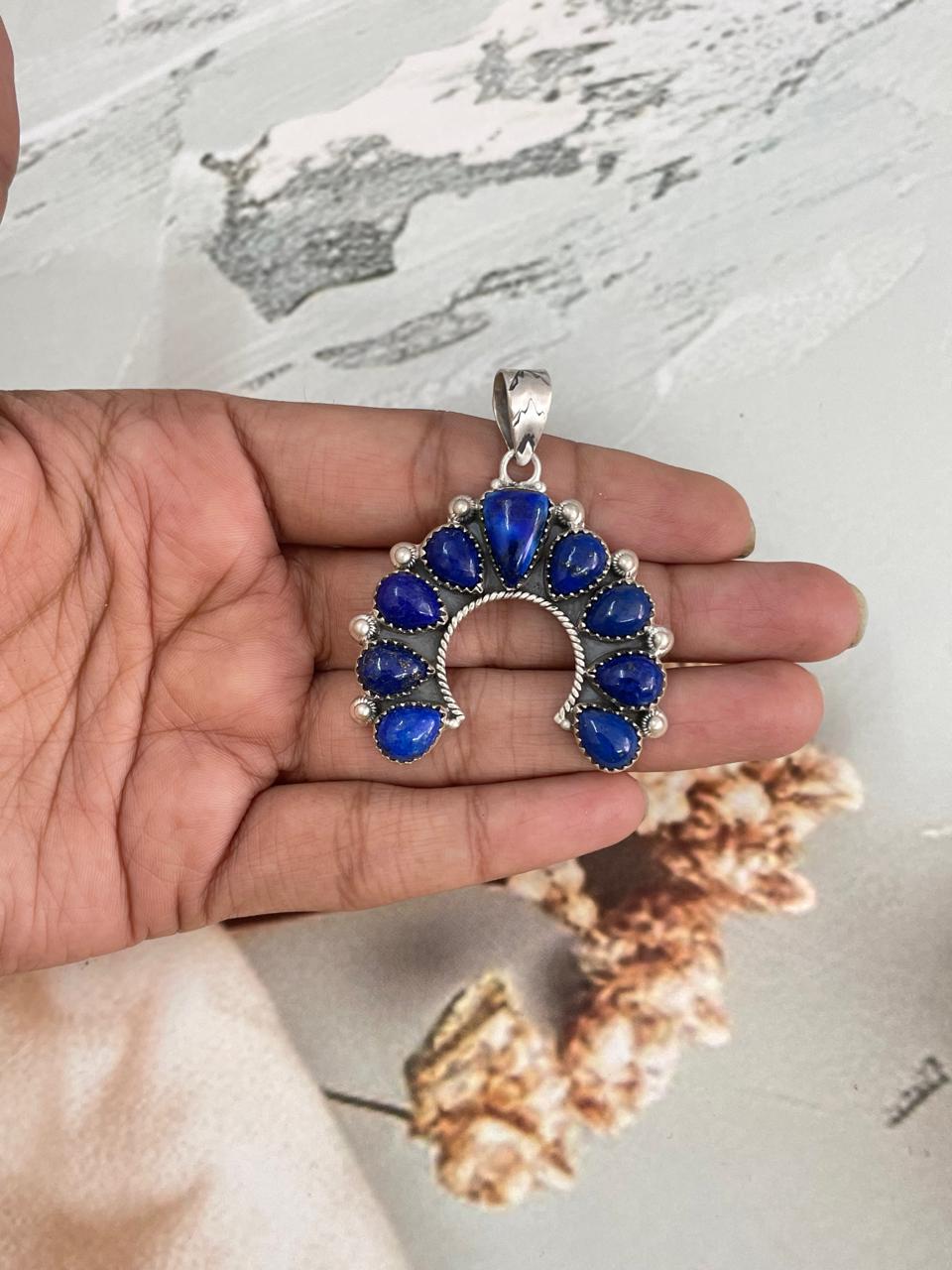 Handmade Sterling Silver Lapis Naja Pendant "Signed Nizhoni"