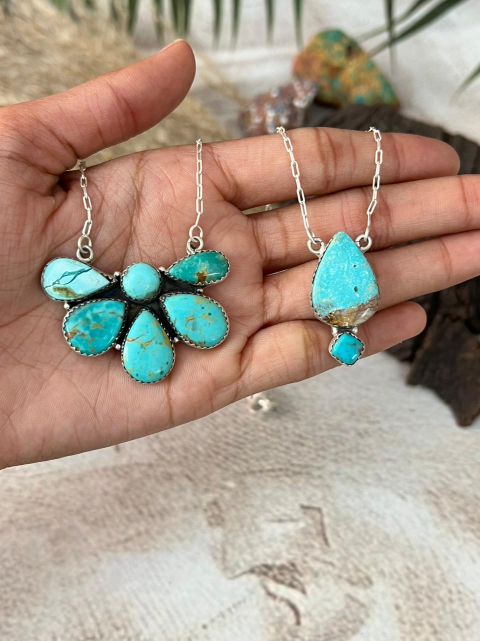 Handmade Sterling Silver Santa Maria Turquoise Necklace "Signed Nizhoni"