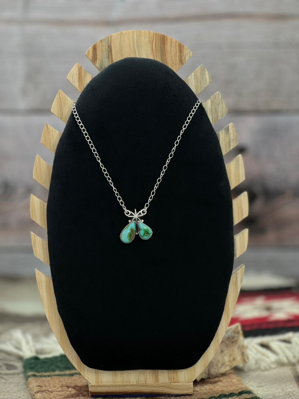 Handmade Sterling Silver Sonoran Mountain Turquoise Necklace "Signed Nizhoni"