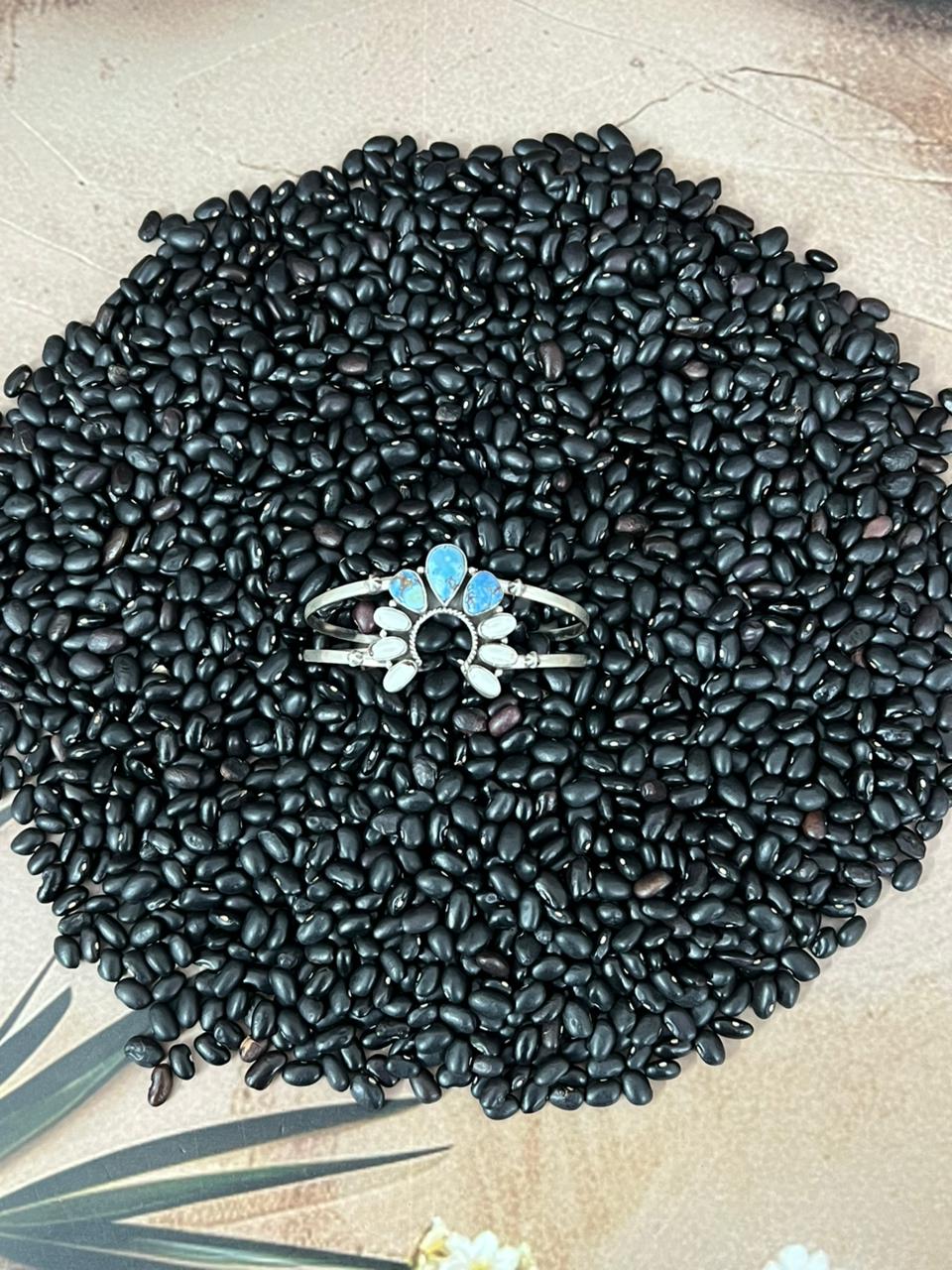 Handmade Sterling Silver Golden Hills with White Collection Bracelet "Signed Nizhoni"