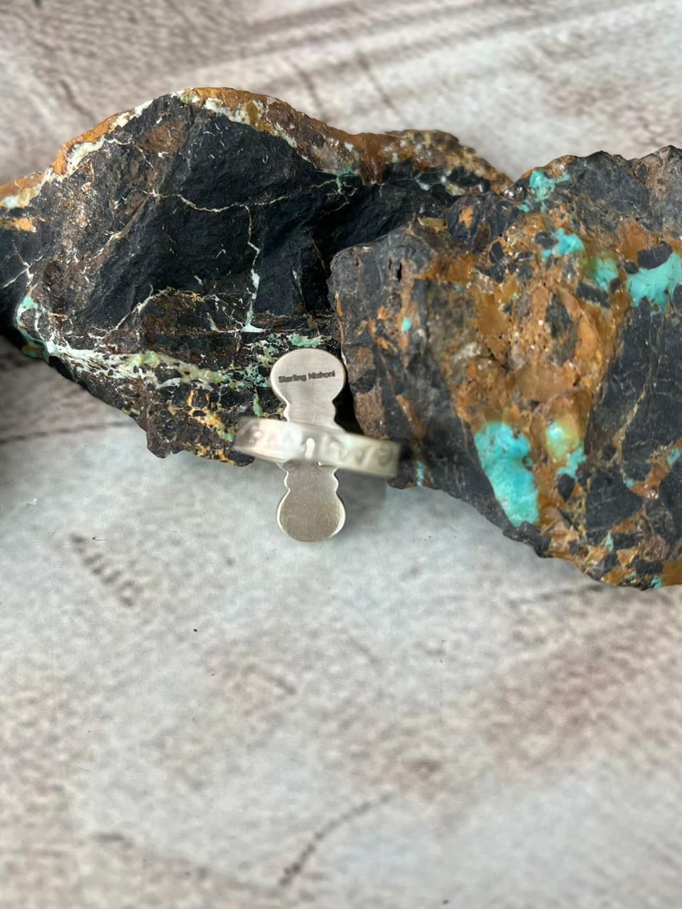 Handmade Sterling Silver Palomino Turquoise Adjustable Ring "Signed Nizhoni"