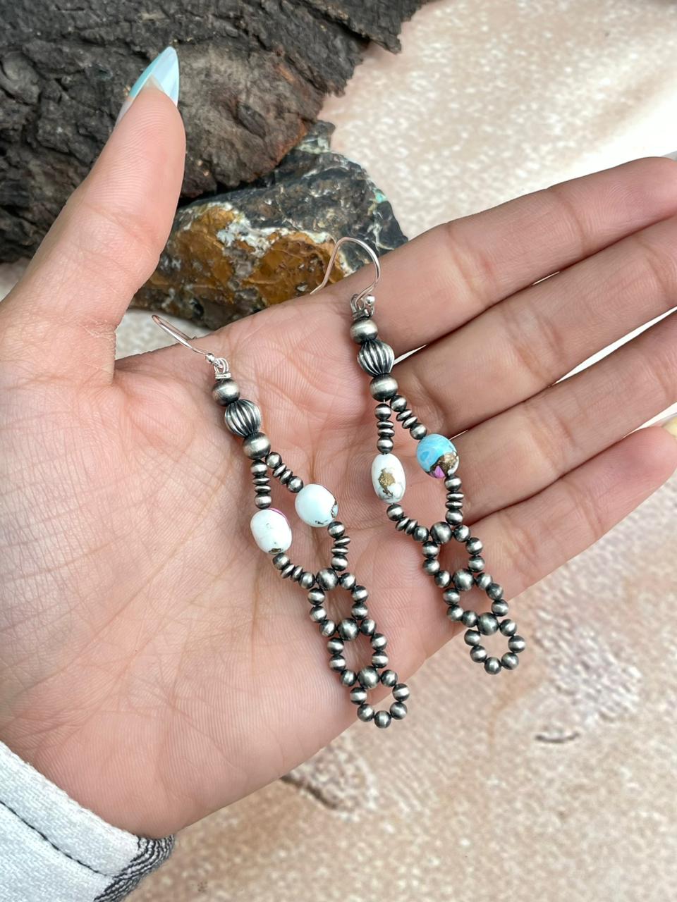 Handmade Sterling Silver Cotton Candy Hook Dangle Earrings