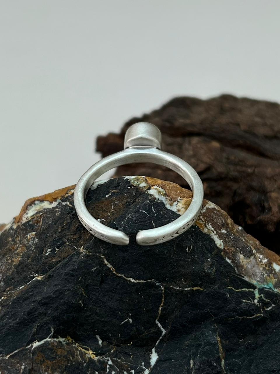 Handmade Sterling Silver Kingman Turquoise Adjustable Stacker Ring "Signed Nizhoni"