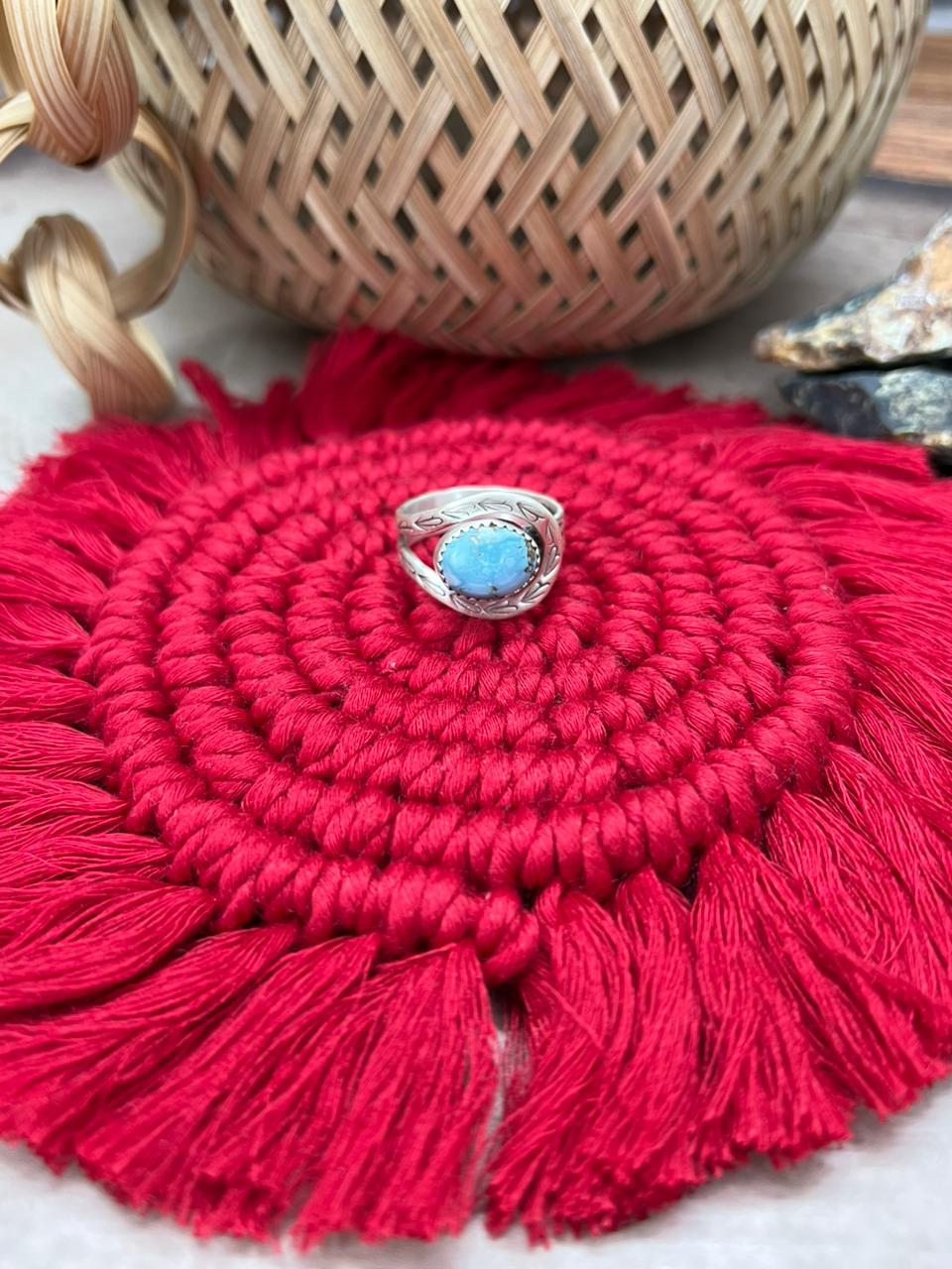 Handmade Sterling Silver Golden Hills Turquoise Adjustable Ring "Signed Nizhoni"