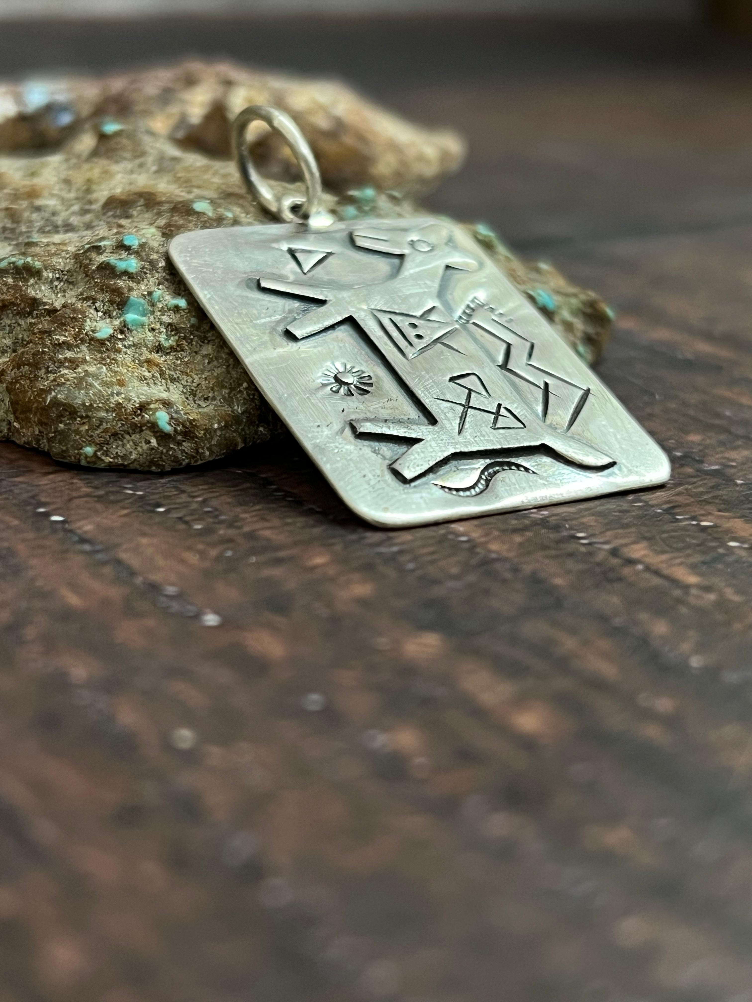 Handmade Sterling Silver Pendant with Signed Nizhoni