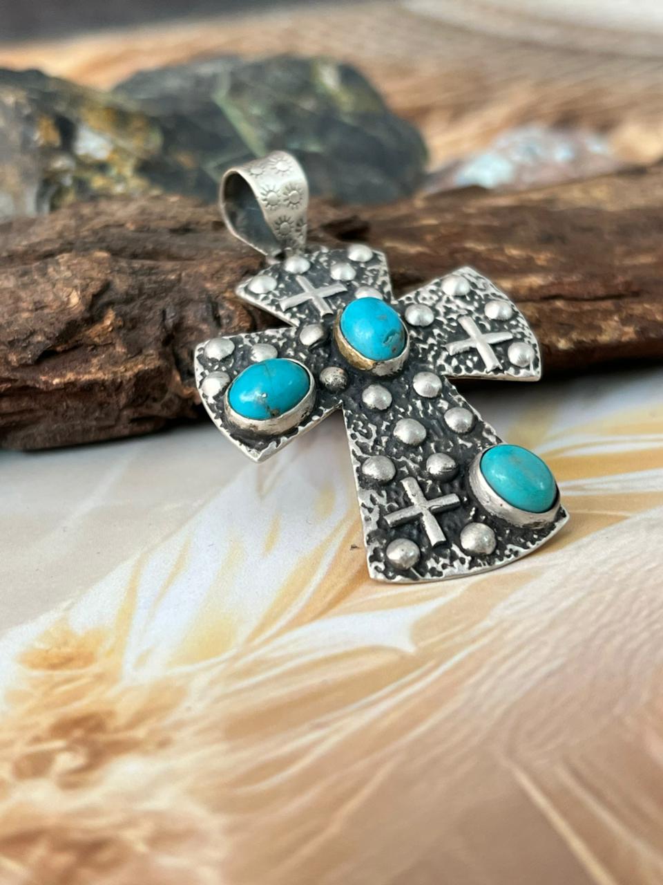 Handmade Sterling Silver Golden Hills Turquoise Pendant "Signed Nizhoni"