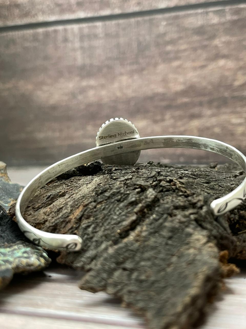 Handmade Sterling Silver Mantis Turquoise Cuff Bracelet "Signed Nizhoni"