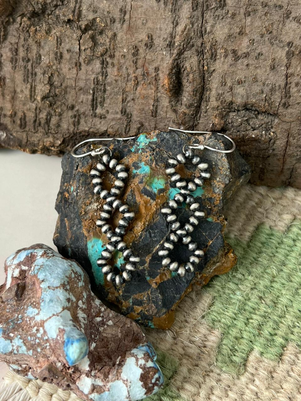 Handmade Sterling Silver Beaded Hook Dangle Earrings