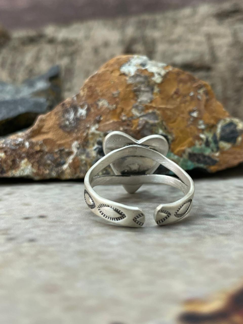 "Heart Collection" Handmade Sterling Silver Cotton Candy Adjustable Ring "Signed Nizhoni"