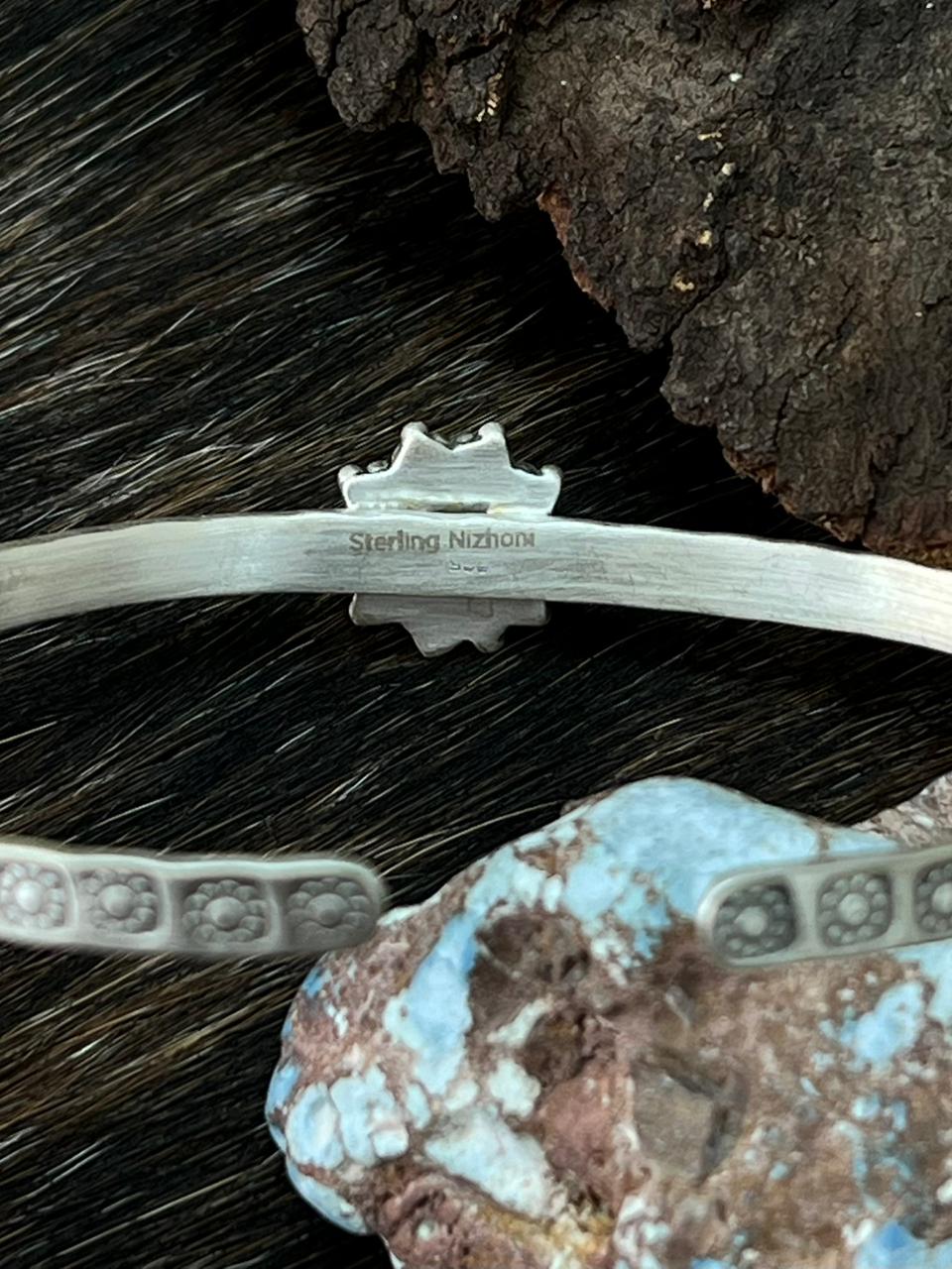 Handmade Sterling Silver Palomino Turquoise Cuff Bracelet "Signed Nizhoni"
