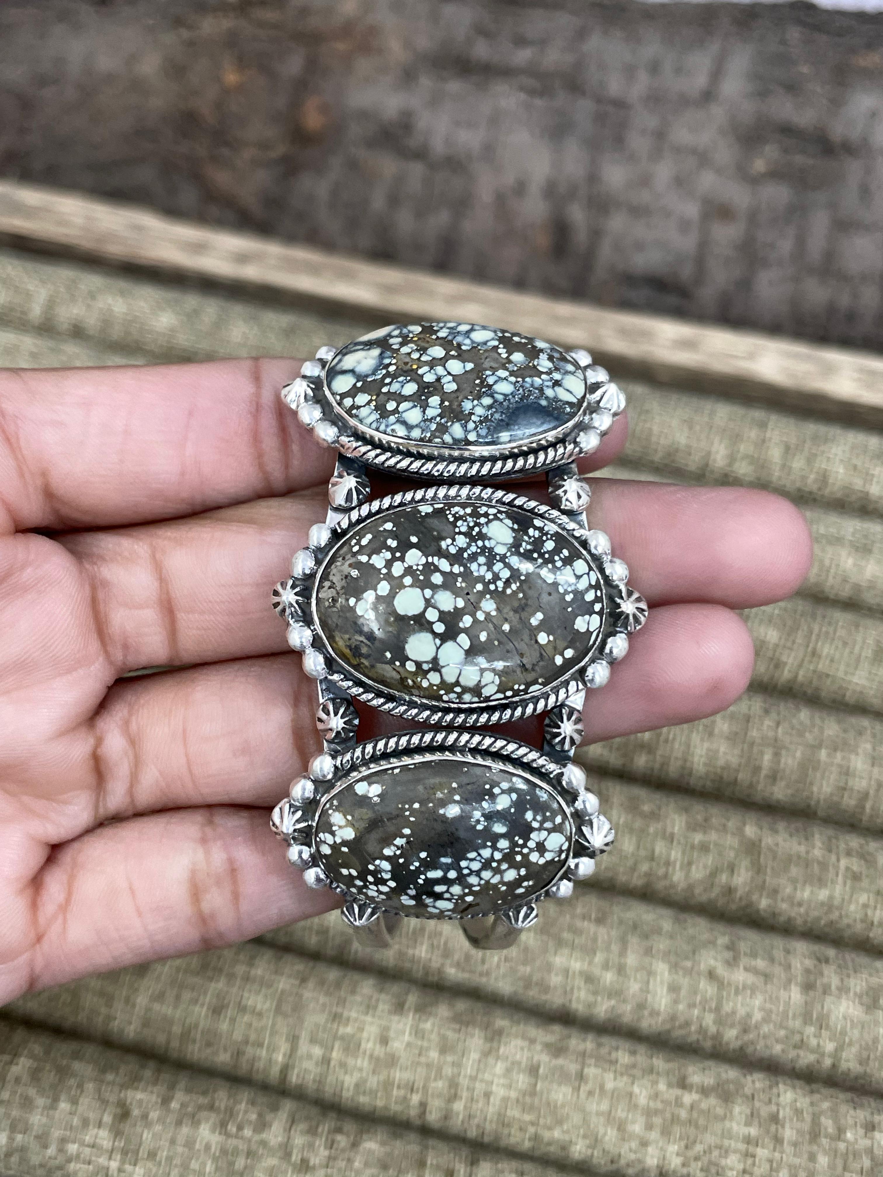 Handmade Sterling Silver Starfox Variscite Bracelet Signed Nizhoni