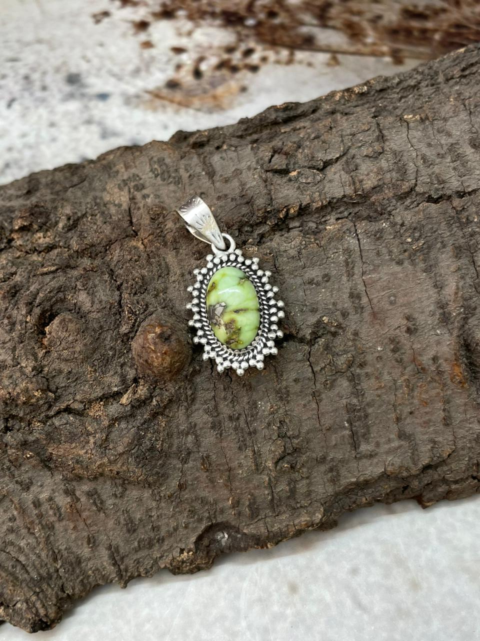 Handmade Sterling Silver Palomino Turquoise Pendant "Signed Nizhoni"