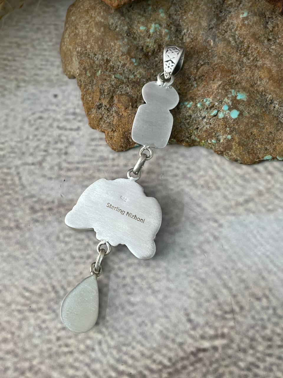 Handmade Sterling Silver Golden Hills with Cotton Candy Pendant "Signed Nizhoni"