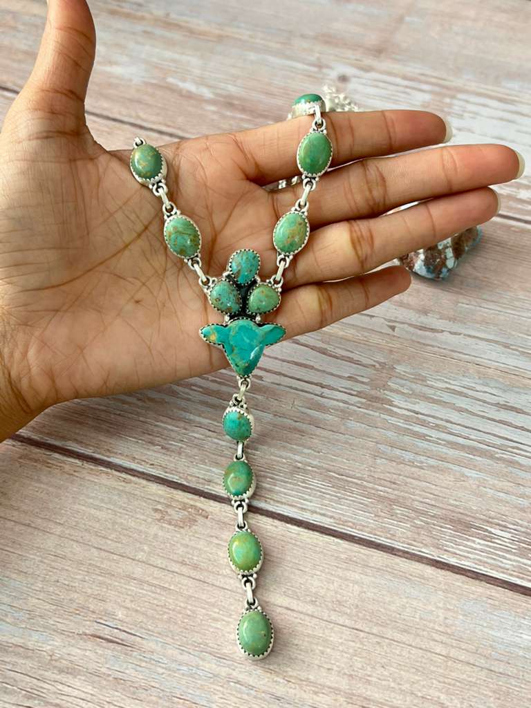 Handmade Sterling Silver Kingman Turquoise Necklace "Signed Nizhoni"