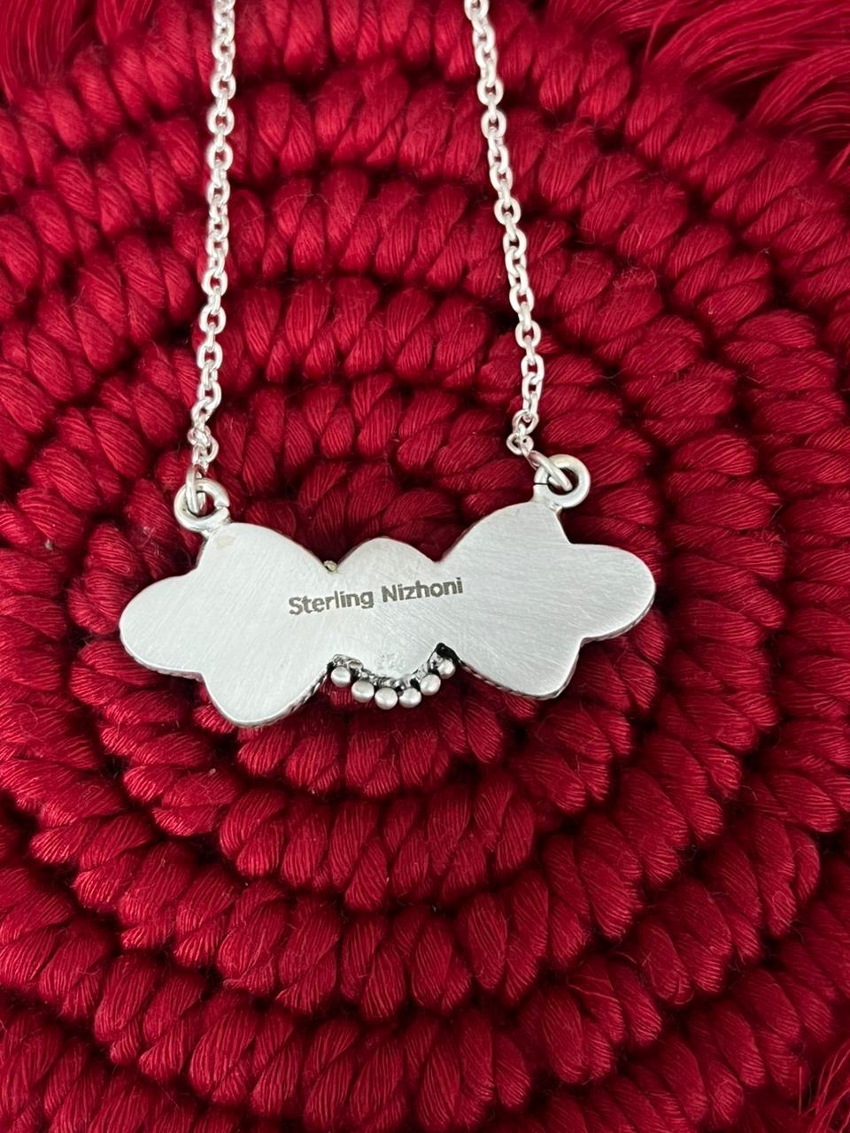 Handmade Sterling Silver Wildhorse Magnesite with Kingman Turquoise Necklace "Signed Nizhoni"