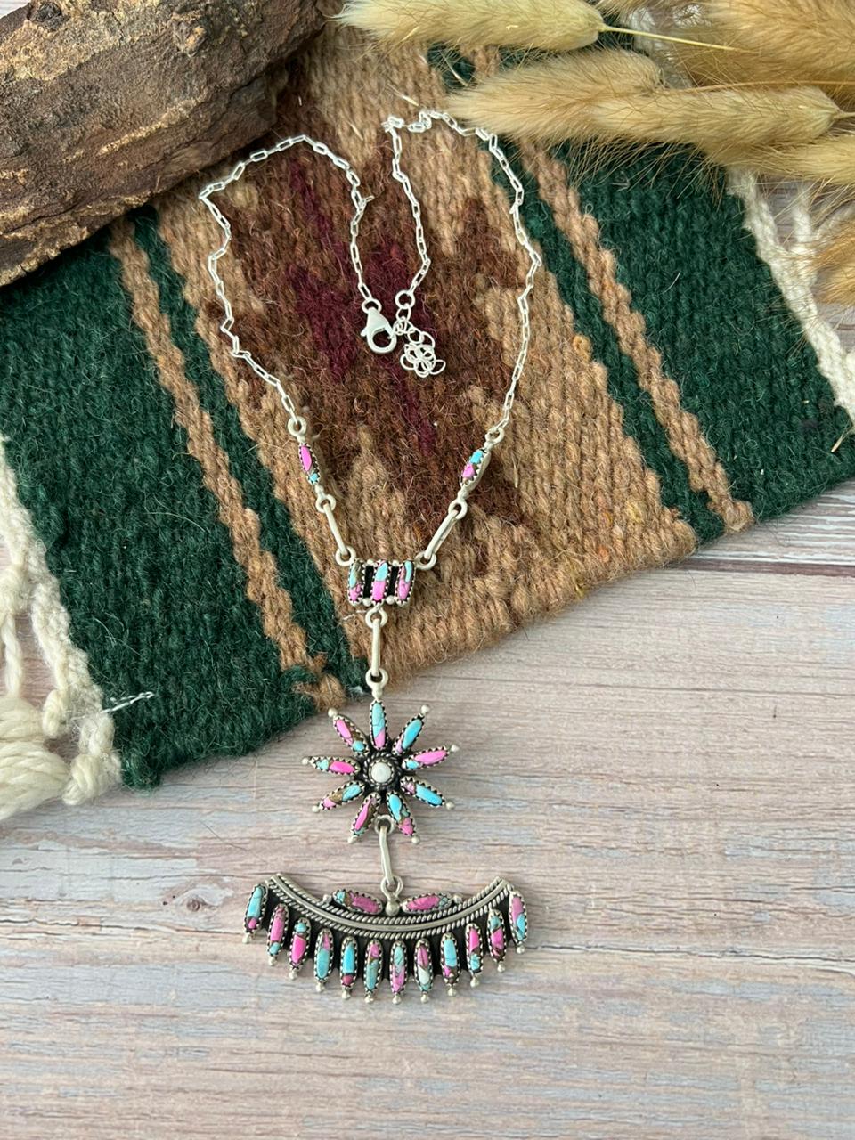 Handmade Sterling Silver Cotton Candy Necklace "Signed Nizhoni"
