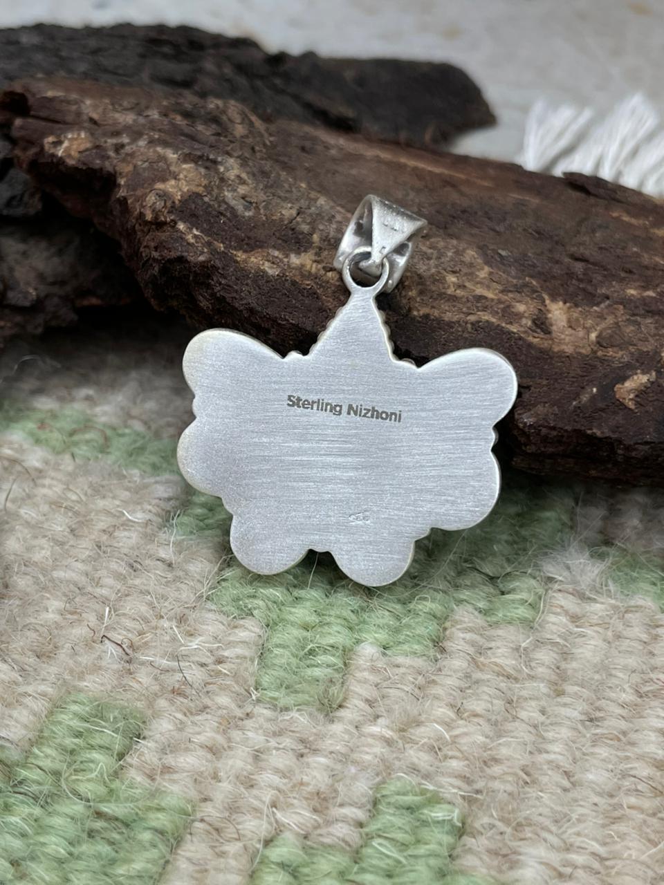 Handmade Sterling Silver Emerald Valley Turquoise Pendant "Signed Nizhoni"